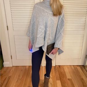 Never worn- Chunky knit poncho, heather grey